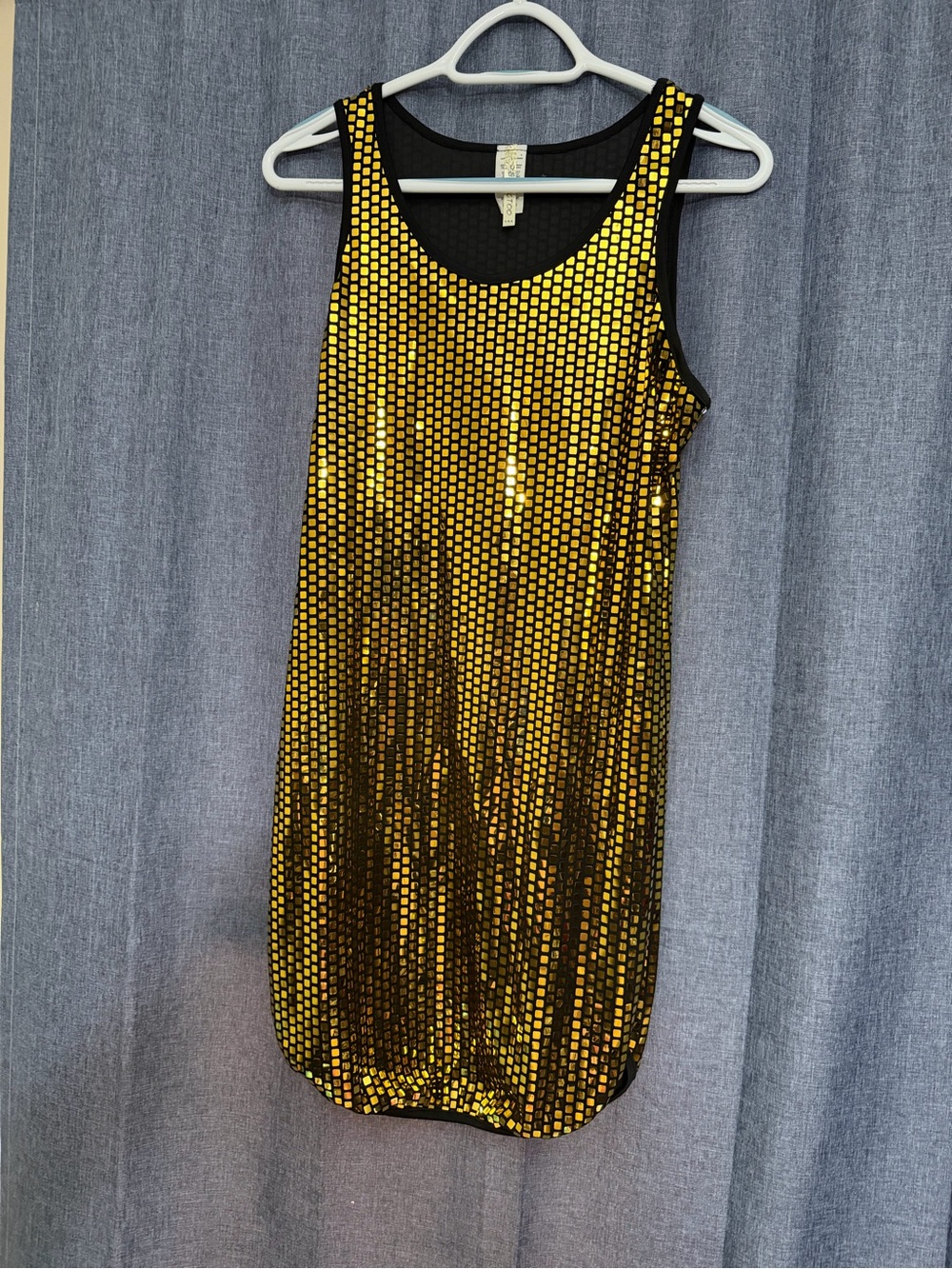 Gold Sequin Tank Dress - Sleeveless Party Dress L
